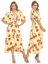 Women's Yellow Floral High-Low Floral Dress 4567-15