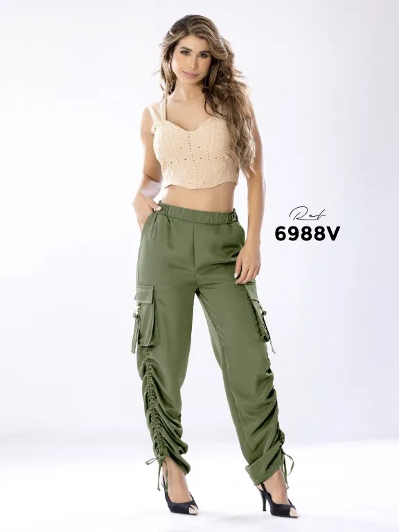 Pantalón Cargo Jogger Verde Oliva para Mujer 6988V