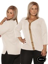 Blusa con Detalle Dorado Crema para Mujer 8869-16