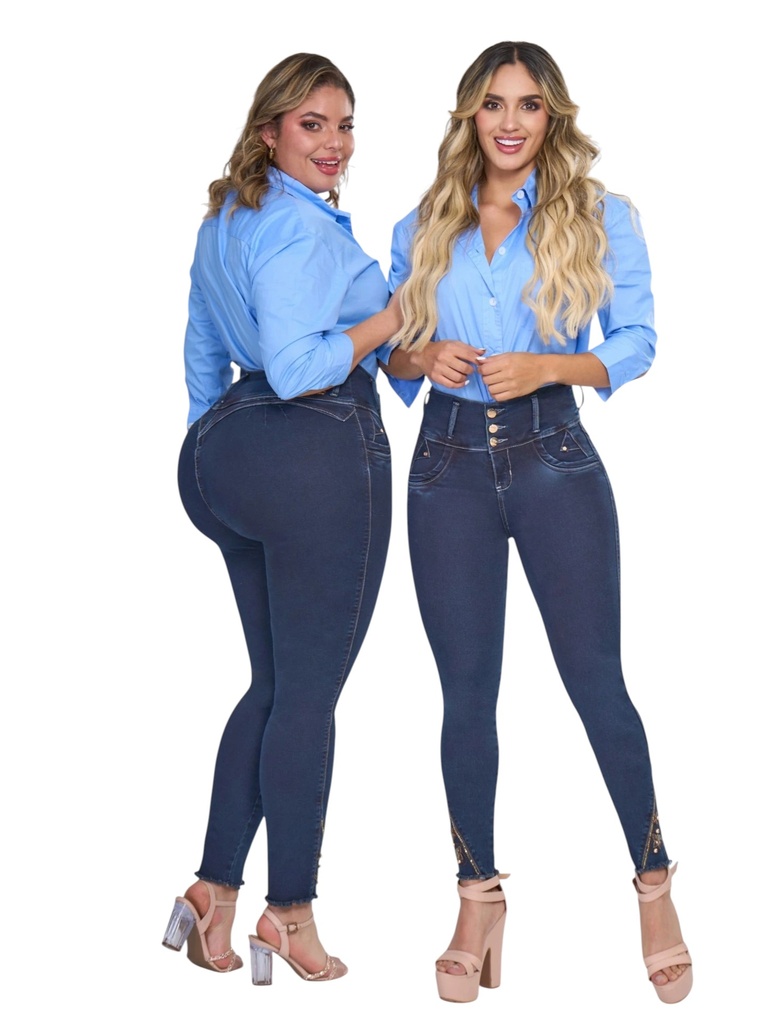 Jeans Levantacola Rotos Ajustados Azul Marino Oscuro para Mujer Dereck