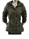 Chaqueta Parka con Capucha de Pelo Verde Oliva para Mujer SN1194VO