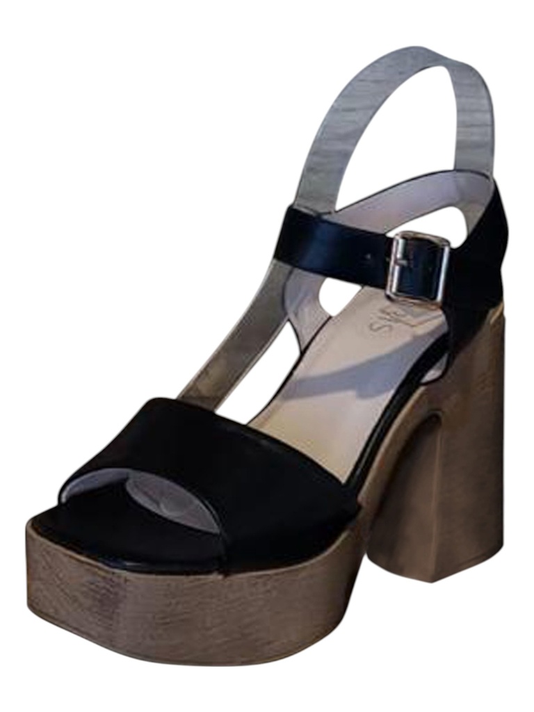 [316NOVA02WWNG9] Women's Black Chunky Block Platform Wedges Nova 02 (9)