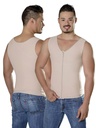 Men's Beige Compression Shaping Vest with Front Zipper and V-Neck – Ebony