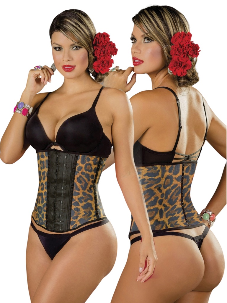 [230604XXXL07] Faja Moldeadora Faja Cinturilla de Látex Estampado Leopardo para Mujer 604-07