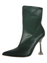 Women's Green Pointed Toe Sculpted Heel Sock Ankle Boots Renee CR Green