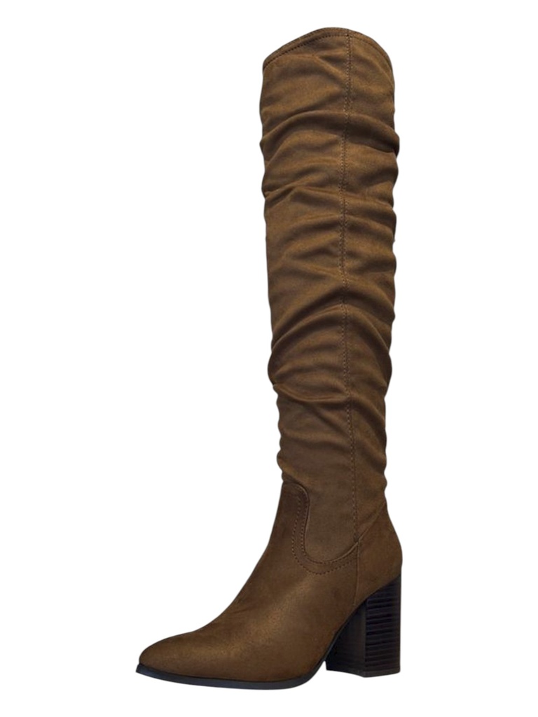 [316RIGID15T10] Botas Caña Holgada y Tacón Grueso Café Tabaco para Mujer Rigid-15 (10)