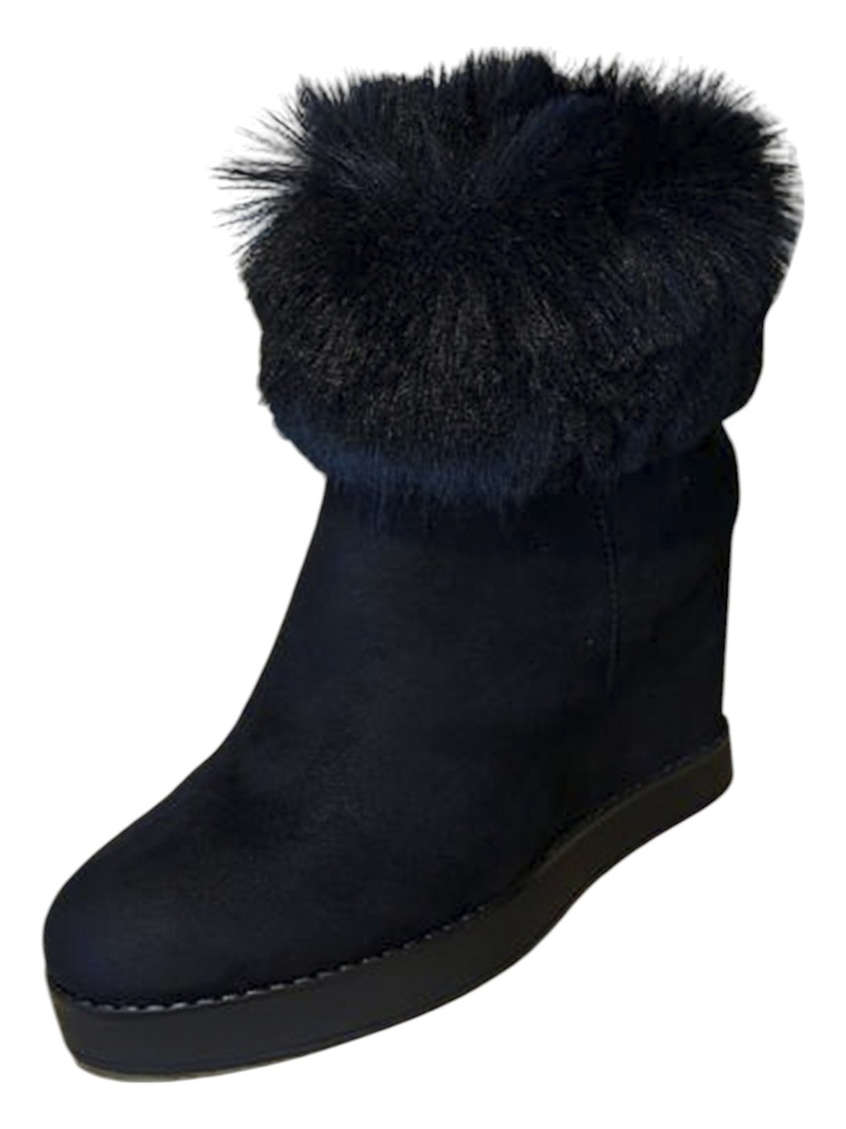 [316WOLFIE04B7] Botines Cuña con Detalle de Piel Sintética Gamuza Negra para Mujer Wolfie-04 Black (7)