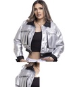 Women's Silver Metallic Cropped Jacket 321SF173