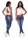 Women's Medium Blue Distressed Butt-Lifting Skinny Jeans with Splatter Detail – Thaxx Boutique