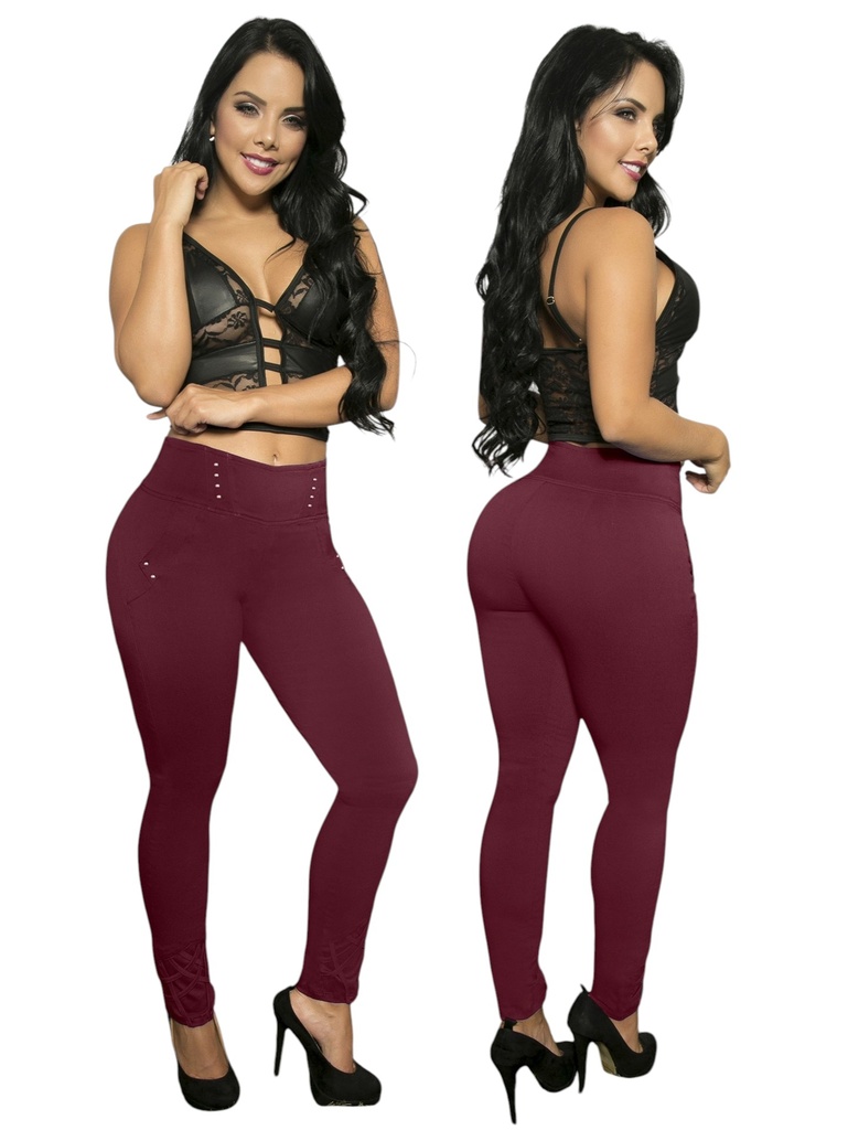 [107220201] Pantalón Skinny Levantacola Vinotinto para Mujer 220-2