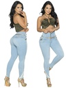 Jeans Levantacola Skinny Azul Claro de Tiro Alto
