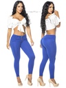 Women's Royal Blue High-Rise Butt-Lifting Skinny Jeans with Waist Button