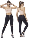 Jeans Levantacola Skinny Negros con Rodillas Rasgadas y Botones