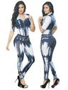 Enterizo Manga Corta Levantacola Mezclilla Tie-Dye para Mujer 9613AZ