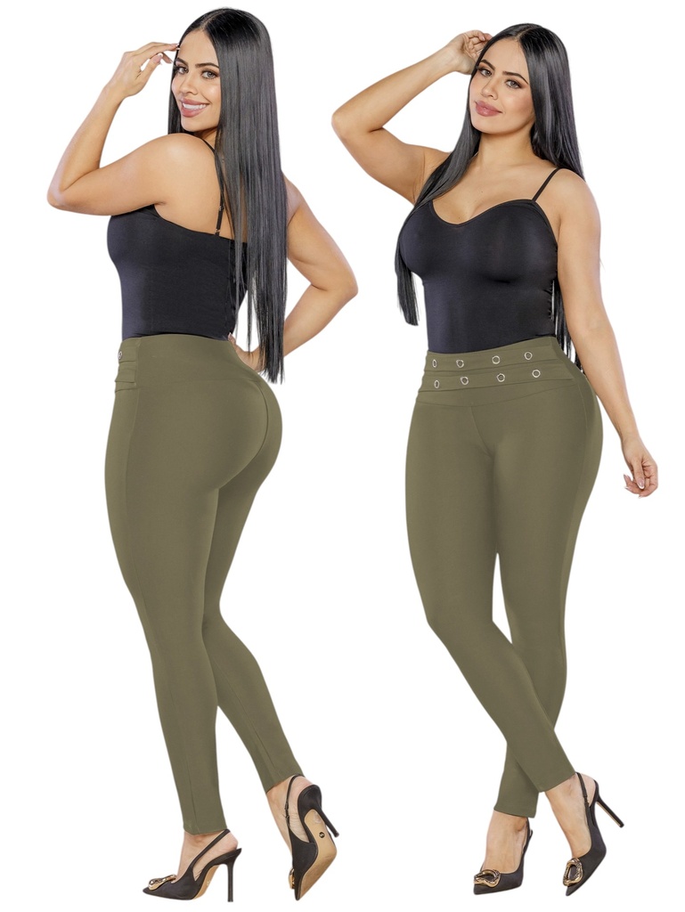 [3405038S] Women's Olive High-Waisted Butt Lift Leggings 503-8