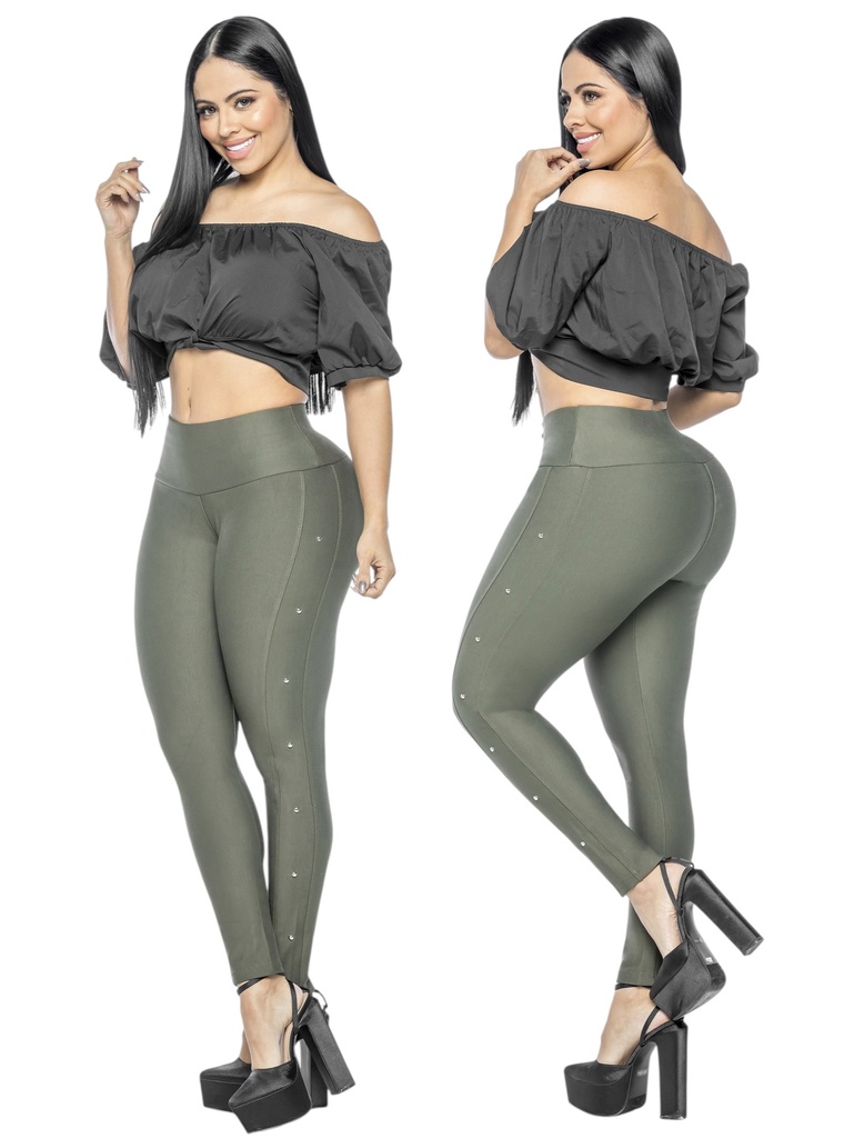 Leggings Tiro Alto Levantacola Verde Salvia para Mujer 505-8