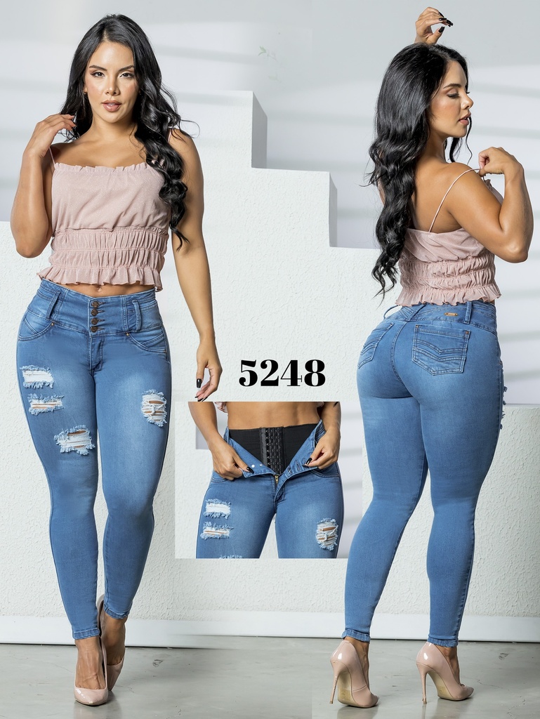 Jeans Levantacola Colombiano Con Faja 