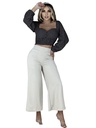 Blusa Corta Negra de Encaje con Mangas Abullonadas