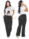 Pantalón Pierna Ancha con Cordón Negro para Mujer 862-2