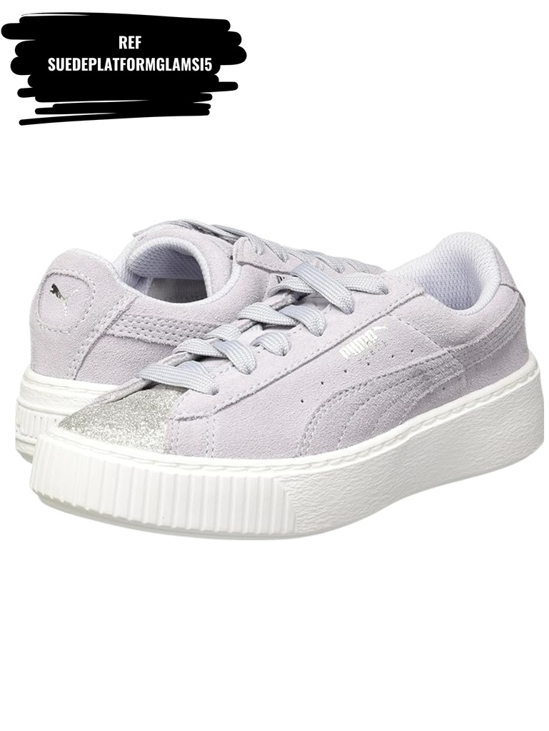 [263SuedePlatformGlamSI5-5.5] Suede Platform Glam Silver Iceland