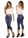 Capri Jean Levantacola Azul Marino con Dobladillo y Detalle en Bolsillos – Thaxx Boutique