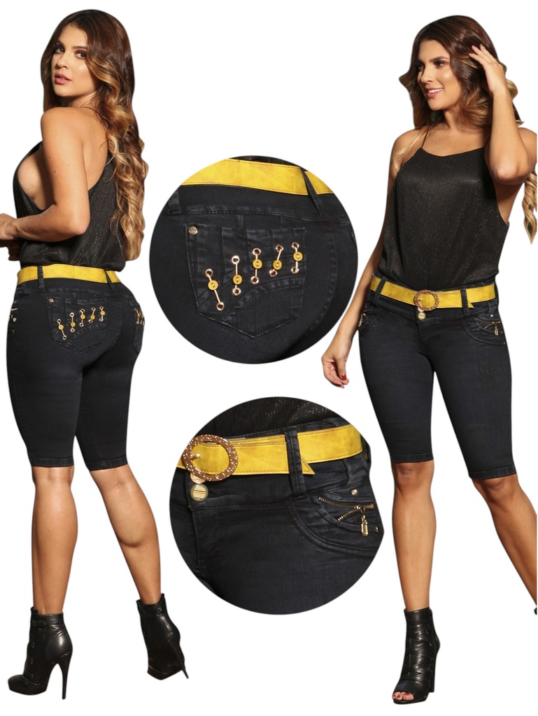 Short Bermuda Levantacola Negro para Mujer 1236