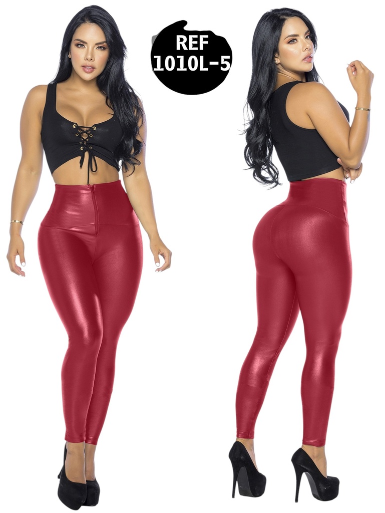 Women's Red Wine High-Waisted Shiny Colombian Leggings – Thaxx 1010L-5