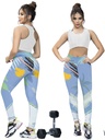 Conjunto Deportivo Camiseta y Leggings Estampados Estampado Azul para Mujer 12525-2