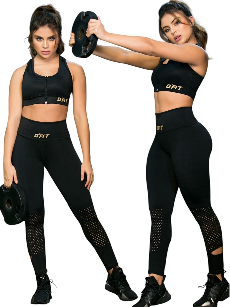 [107240L1S/M] Leggings Deportivos con Malla Negro para Mujer 240L-1 (S/M)