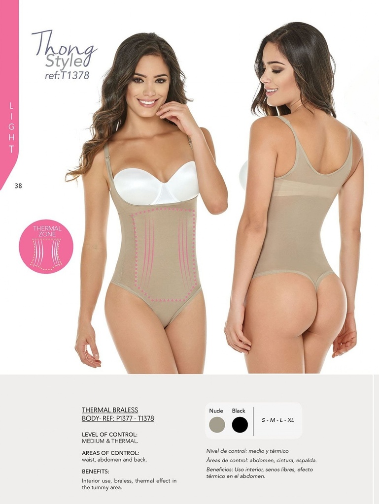 [1361378S] Thong Thermal Braless Body (S)