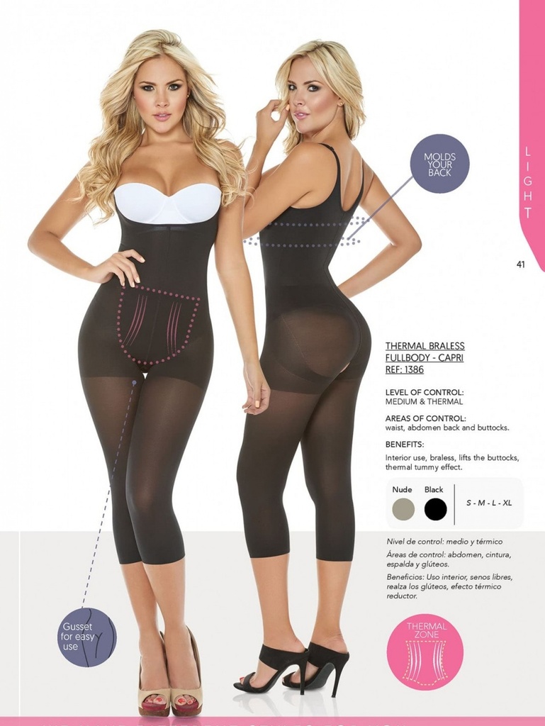 [1361386L] Body Capri Con Zona Termica Abdominal Realza El Busto (L)