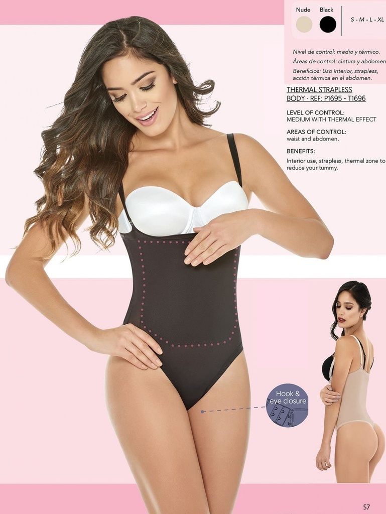 [1361696S] Thong Thermal Strapless Body (S)