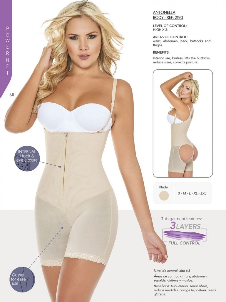 [1362190XXL] Panty Tres Capas En La Zona Abdominal Para Maximo Control (2XL)