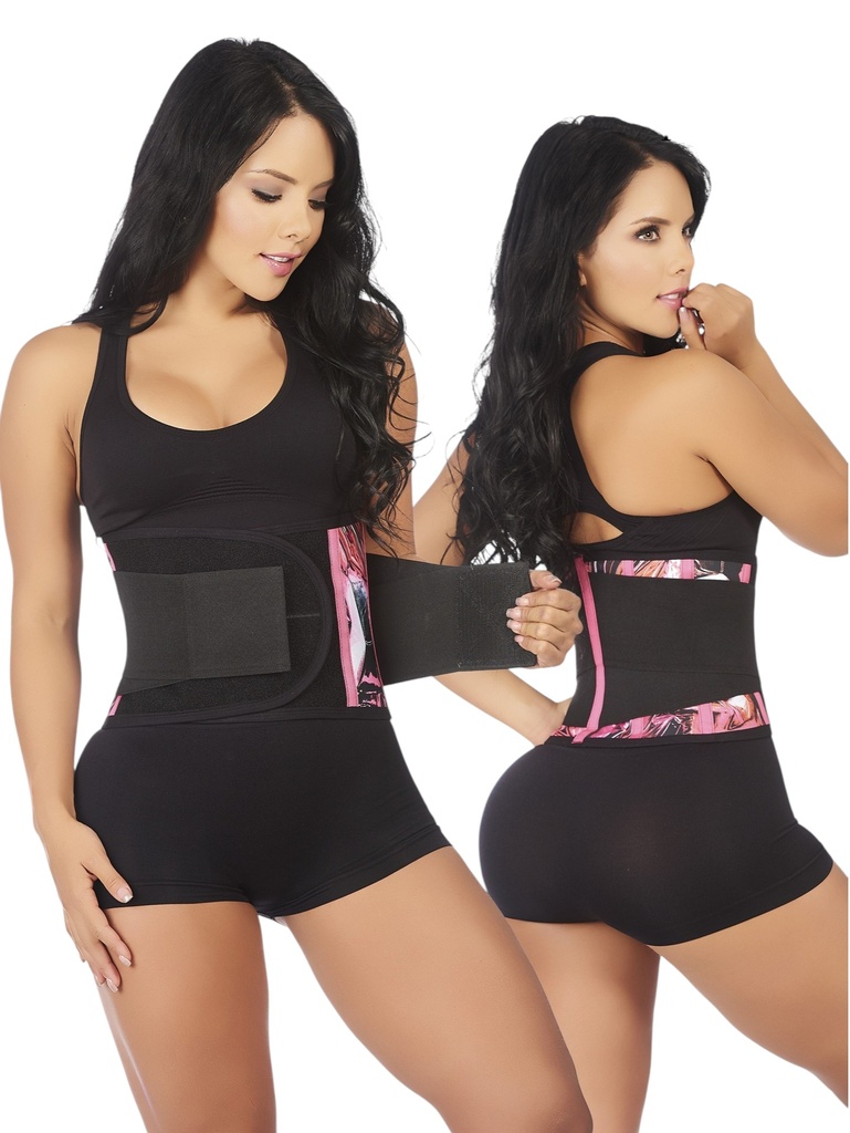 [1371031Lp20] Faja Moldeadora Faja Cinturilla Neopreno Estampado Rosa para Mujer 1031-P20 (L)