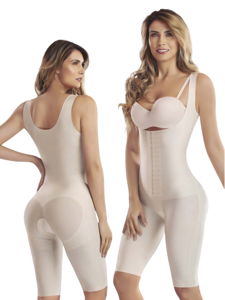 Faja de Lujo hasta la Rodilla con Cierre de Ganchos Beige para Mujer – Thaxx Estilo 2100