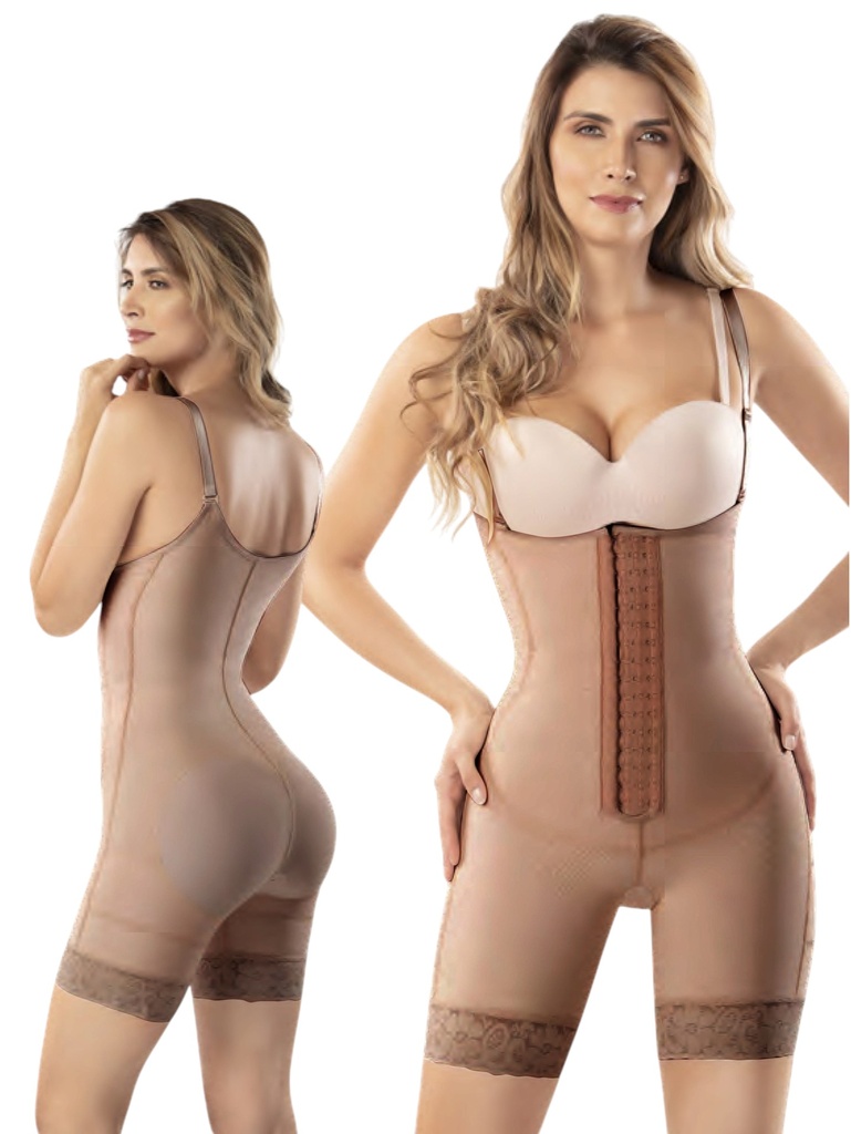 Faja Postquirúrgica de Powernet hasta la Rodilla con Tirantes Moca – Estilo 3057 para Mujer