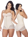 Faja Body Crema Levantacola con Bordes de Encaje y Zona Térmica Abdominal