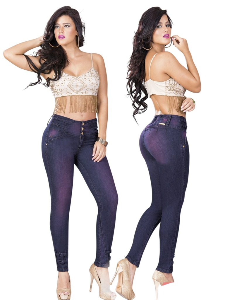 Jeans Levantacola Ajustados Azul Marino Oscuro para Mujer 10343T