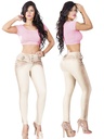 Jeans Levantacola Ajustados Beige Crema para Mujer 10335T