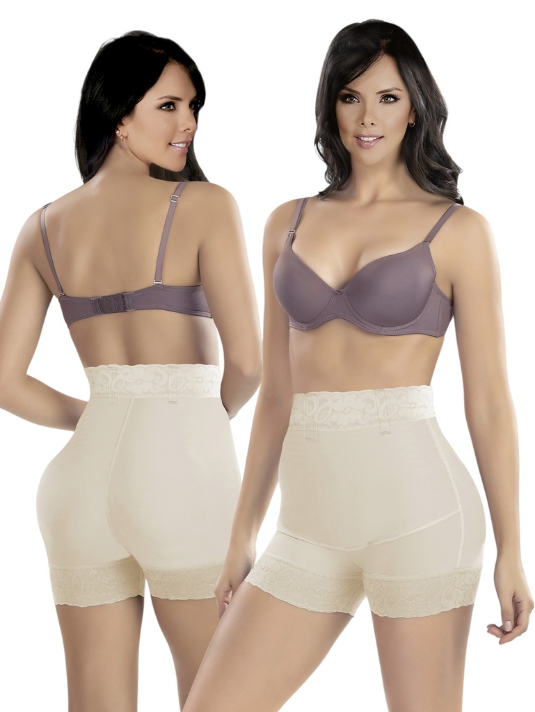 Faja Short Tiro Alto de Powernet Colombiana Beige para Mujer – Thaxx Estilo 3309
