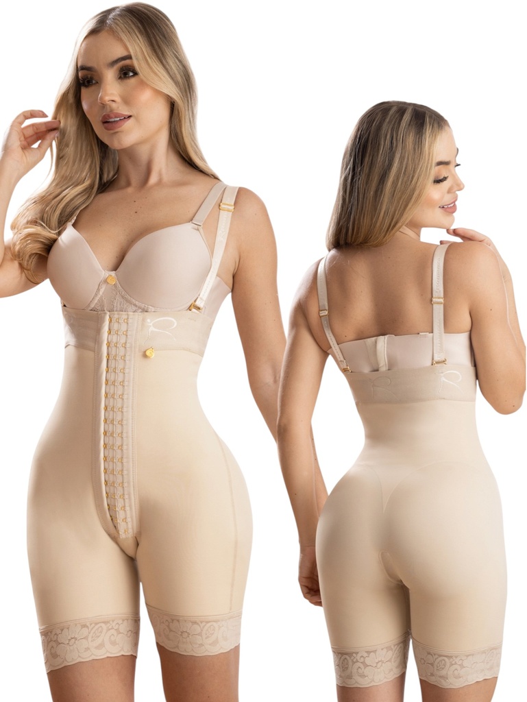 [1373416XXL16] Women's Beige Mid-Thigh Butt Lift Body Shaper with Hooks Shapewear 3416-16 1373416XX (2XL)