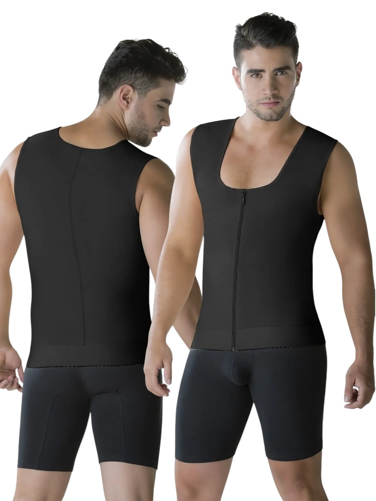 [1374000S2] Faja Chaleco de Compresión con Cierre Frontal Negro para Hombre (S)