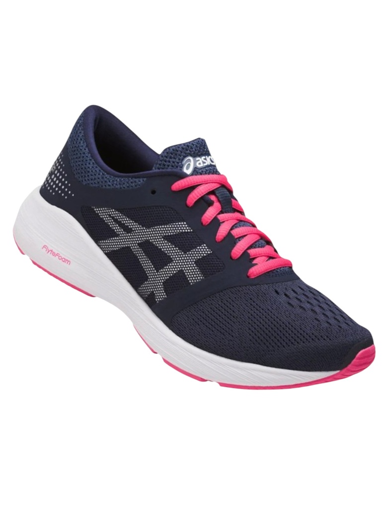 [262ROADHAWKFFIBSRR7-10] Women's Navy and Pink ASICS Roadhawk FF Running Shoes (10)