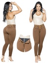 Jeans Levantacola Skinny Café Chocolate con Faja Interna