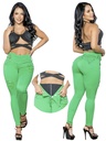 Jeans Levantacola Skinny Verde Brillante con Faja Interna