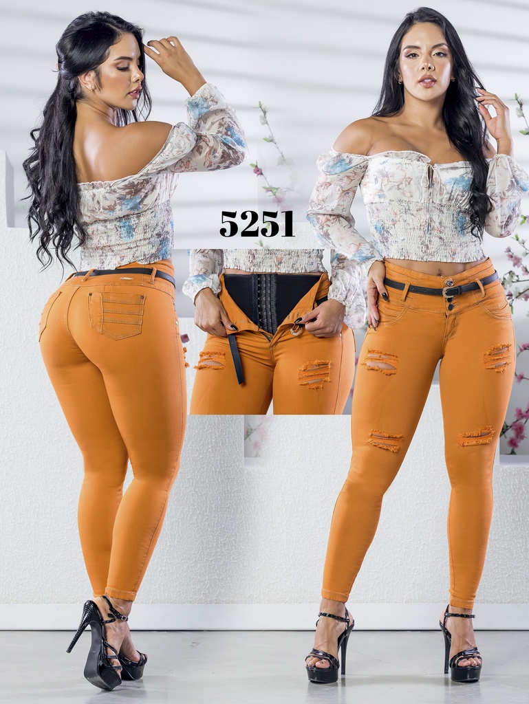 Jeans Levantacola Colombiano Con Faja 