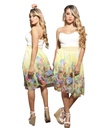 Vestido Efecto Top Blanco y Falda Floral Floral Amarillo para Mujer 2219-5