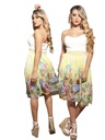 Women's Yellow Floral Floral Skirt White Top Look Dress 2219-1