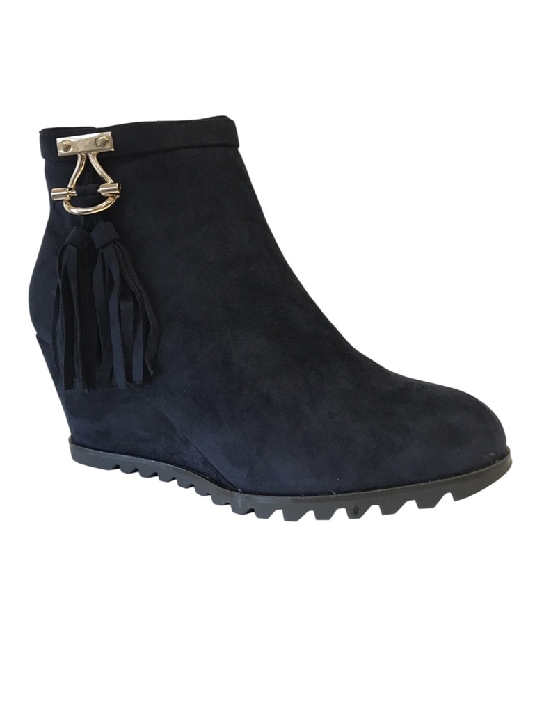 [23803256] Women's Navy Tassel Wedge Ankle Boots Cacey-26