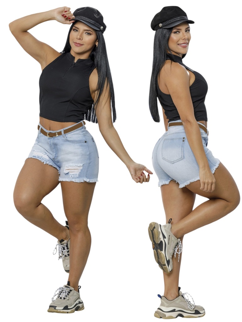Short Jean Levantacola Azul Jean Claro para Mujer 2078
